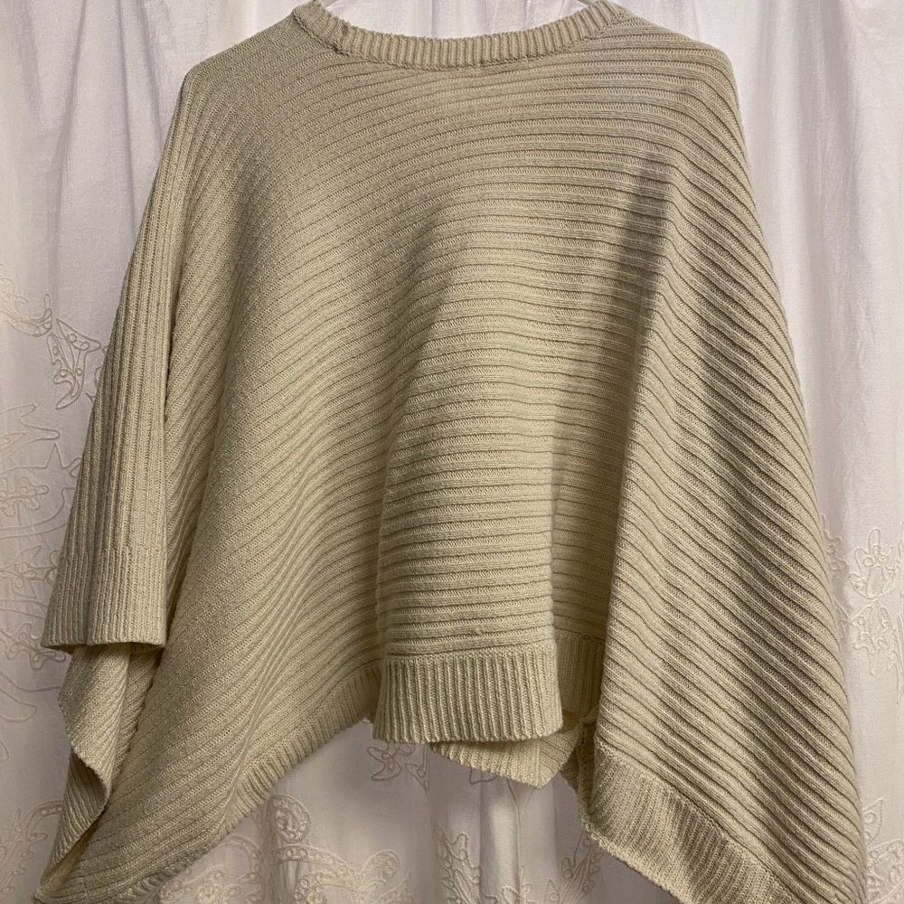 En Creme White Poncho Sweater